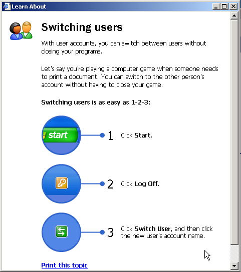 Use switch user to log in as restricted user